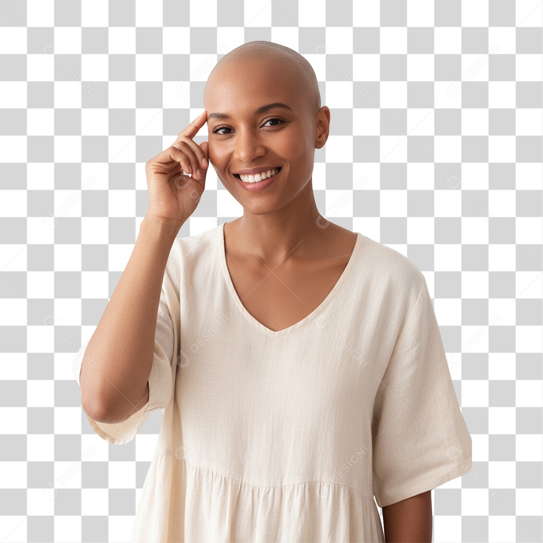 Mulher sem Cabelo Outubro Rosa PNG Transparente