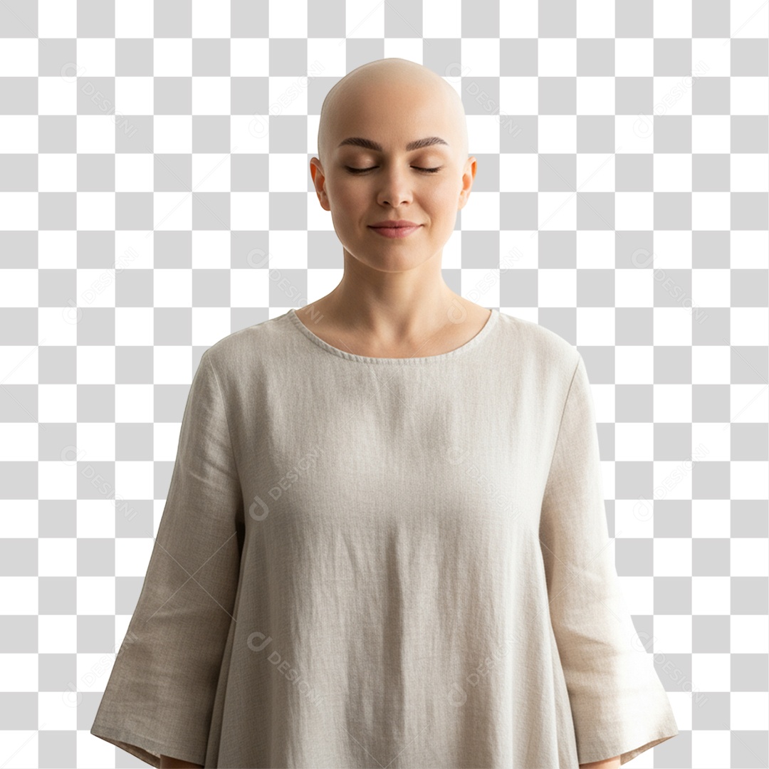 Mulher sem Cabelo Outubro Rosa PNG Transparente