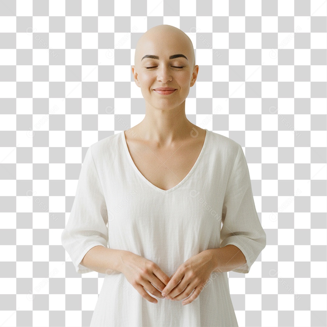 Mulher sem Cabelo Outubro Rosa PNG Transparente