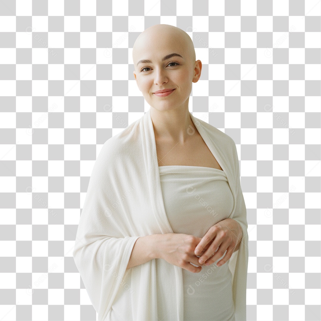 Mulher sem Cabelo Outubro Rosa PNG Transparente