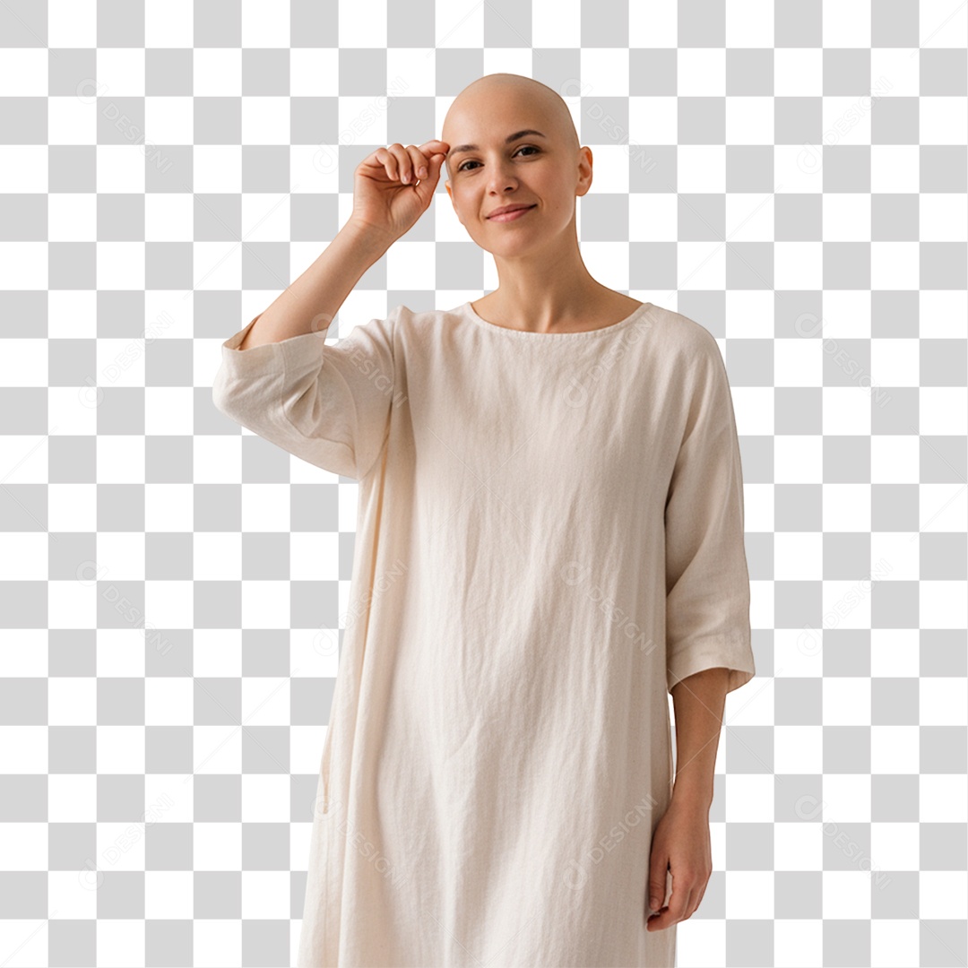 Mulher sem Cabelo Outubro Rosa PNG Transparente