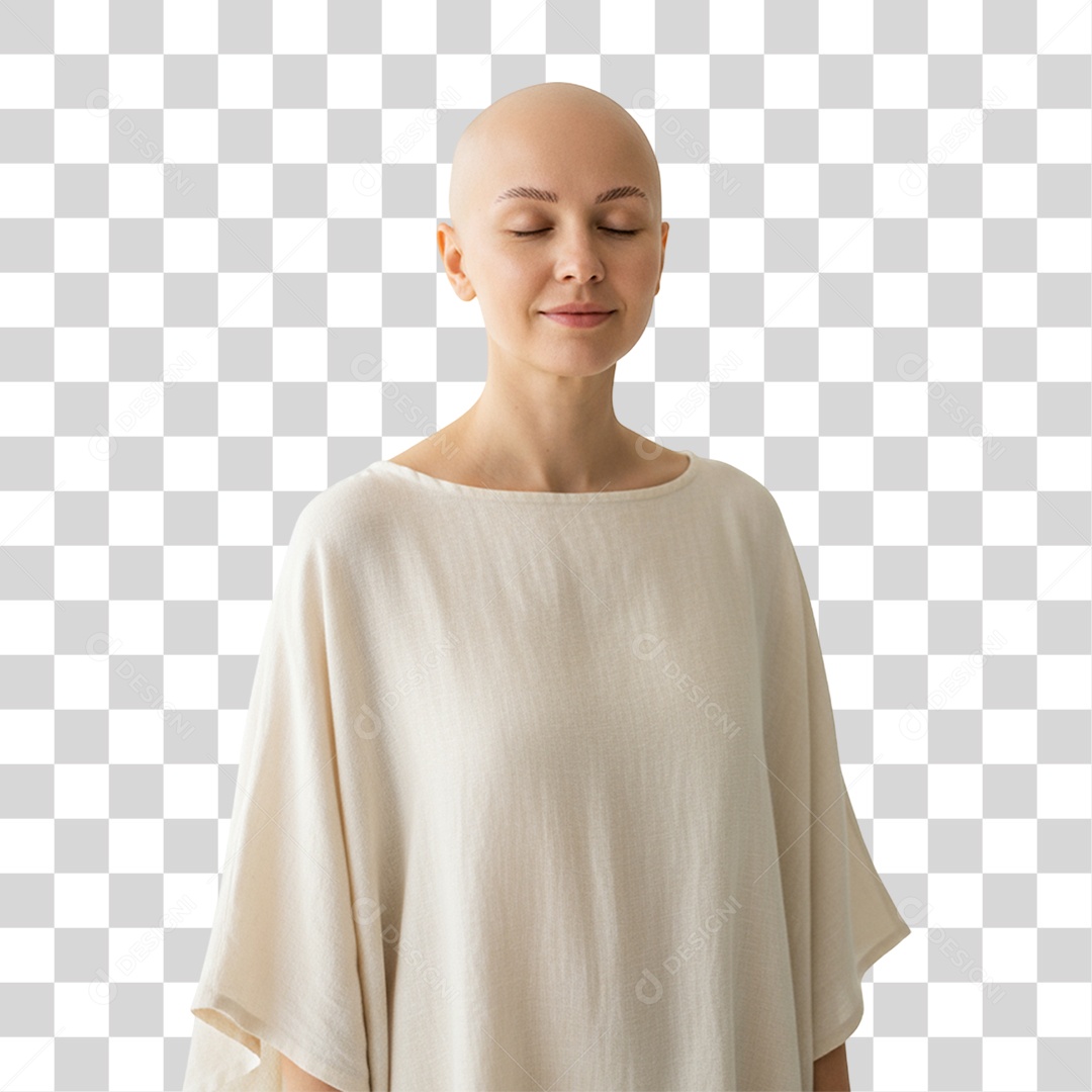 Mulher sem Cabelo Outubro Rosa PNG Transparente