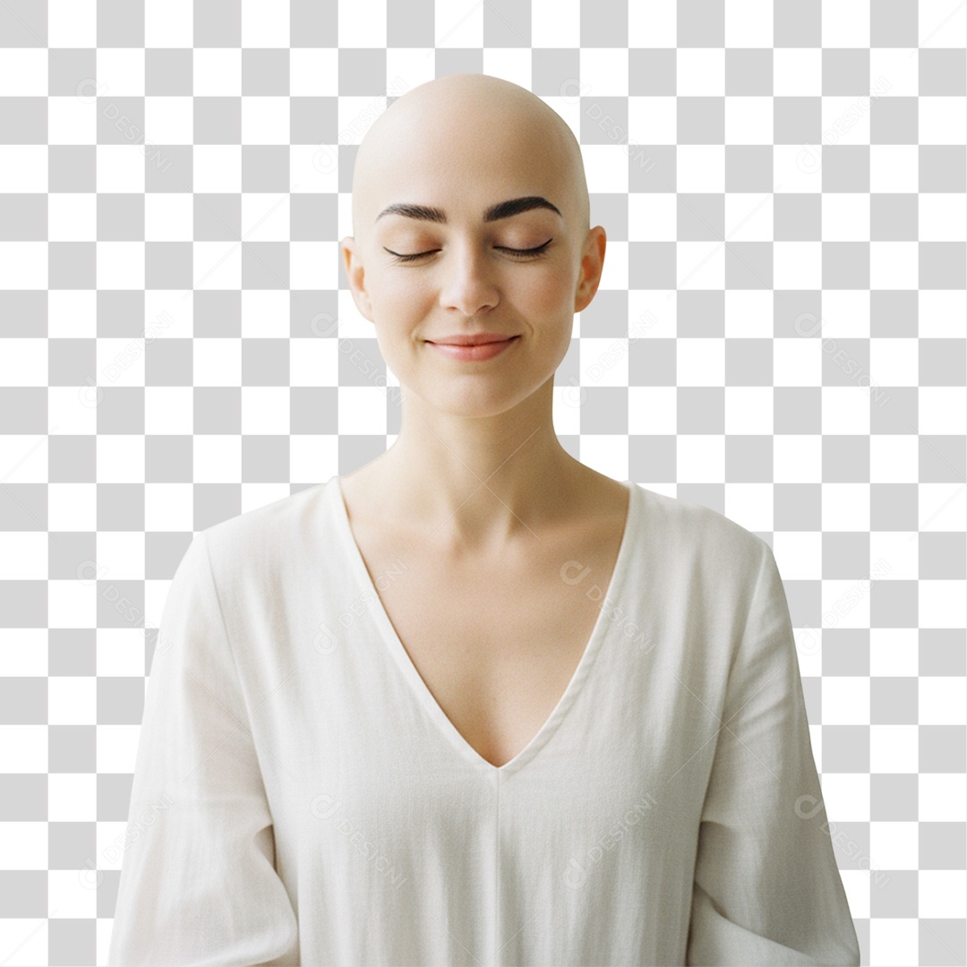 Mulher sem Cabelo Outubro Rosa PNG Transparente