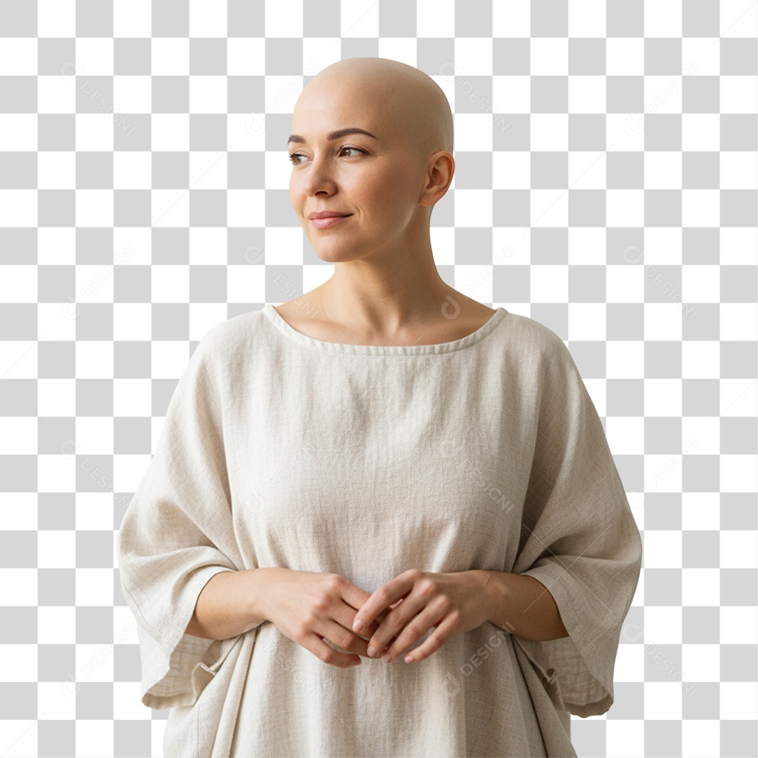 Mulher sem Cabelo Outubro Rosa PNG Transparente