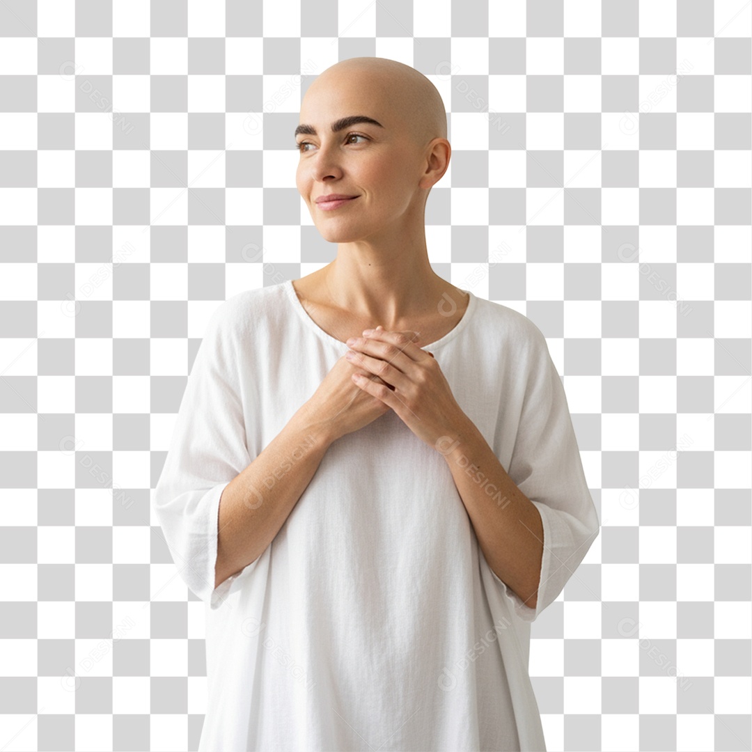 Mulher sem Cabelo Outubro Rosa PNG Transparente