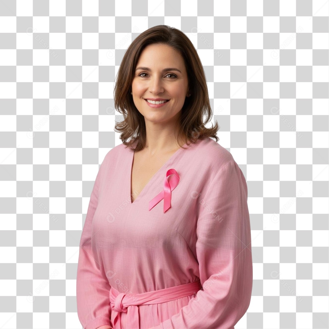 Mulher de Rosa Outubro Rosa PNG Transparente