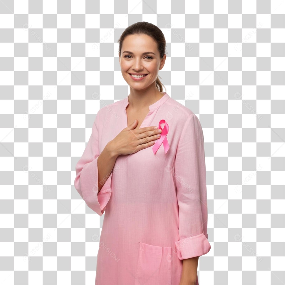 Mulher de Rosa Outubro Rosa PNG Transparente