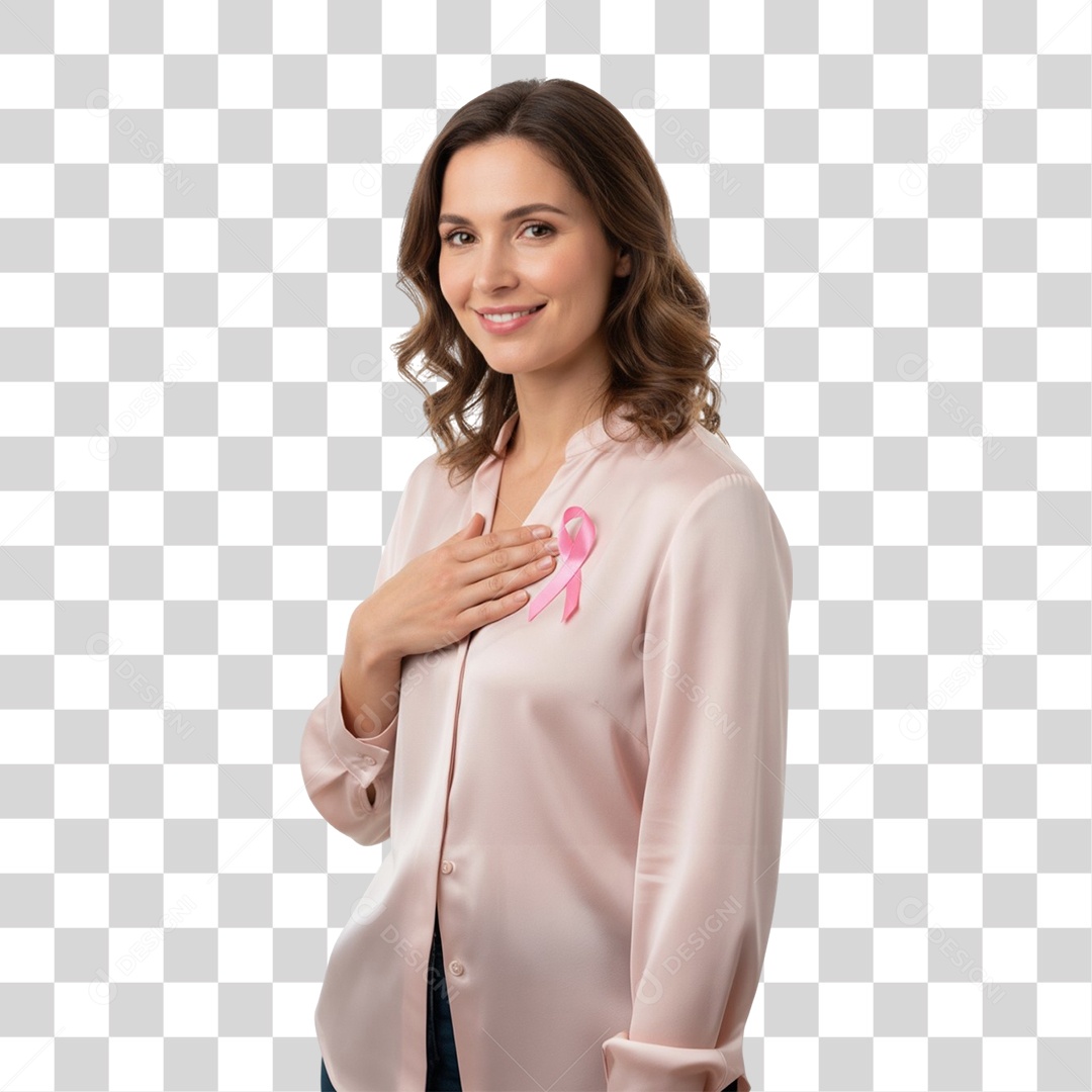 Mulher de Rosa Outubro Rosa PNG Transparente