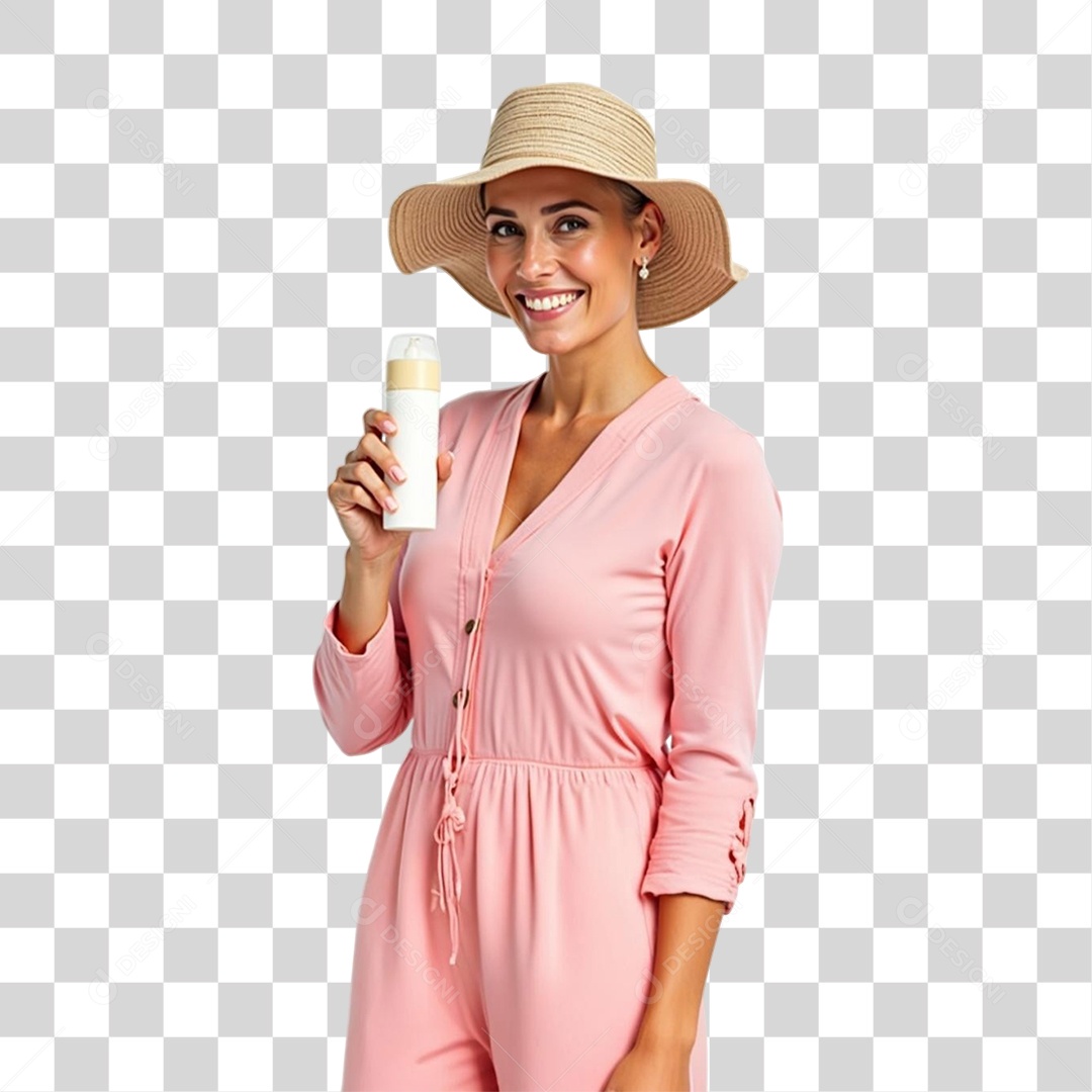 Mulher de Rosa Outubro Rosa PNG Transparente