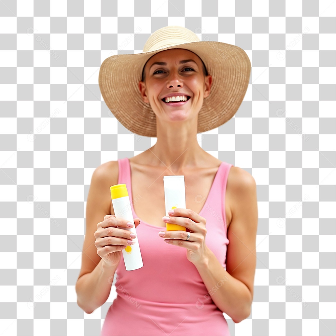 Mulher de Rosa Outubro Rosa PNG Transparente