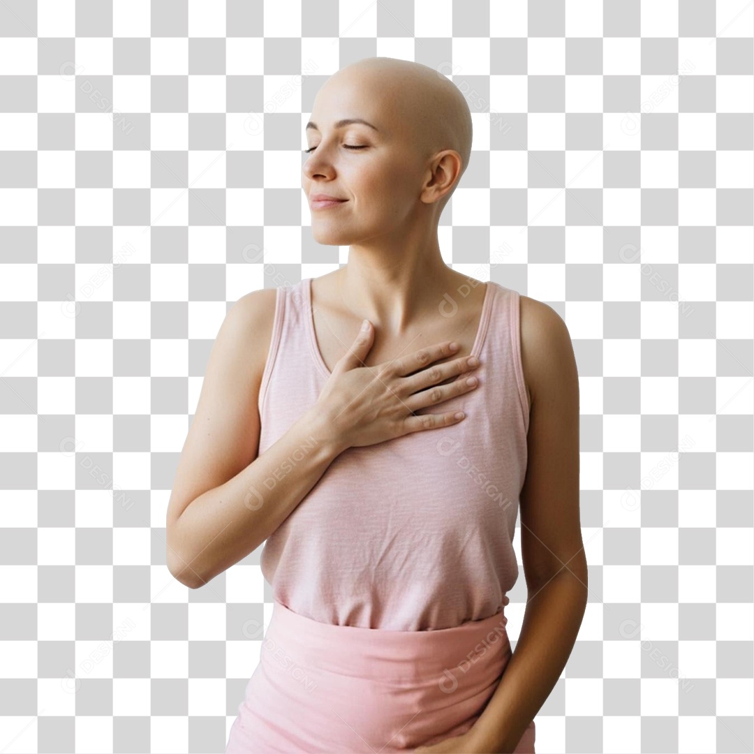 Mulher de Rosa Outubro Rosa PNG Transparente