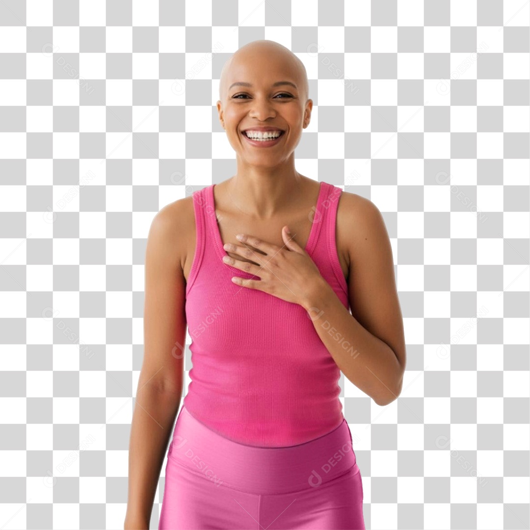 Mulher de Rosa Outubro Rosa PNG Transparente