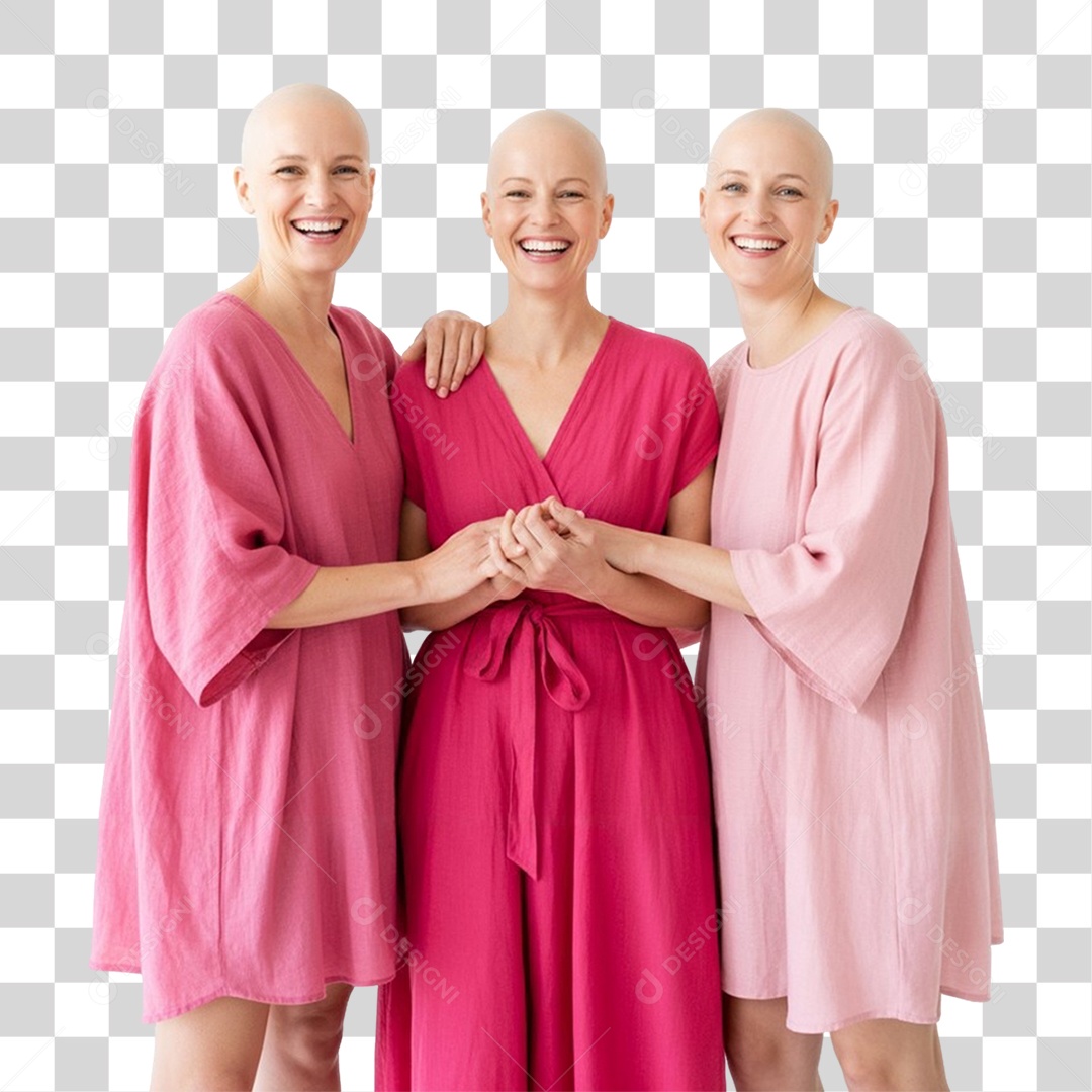 Mulheres de Rosa Outubro Rosa Mês de Conscientização Sobre o Câncer de Mama PNG Transparente