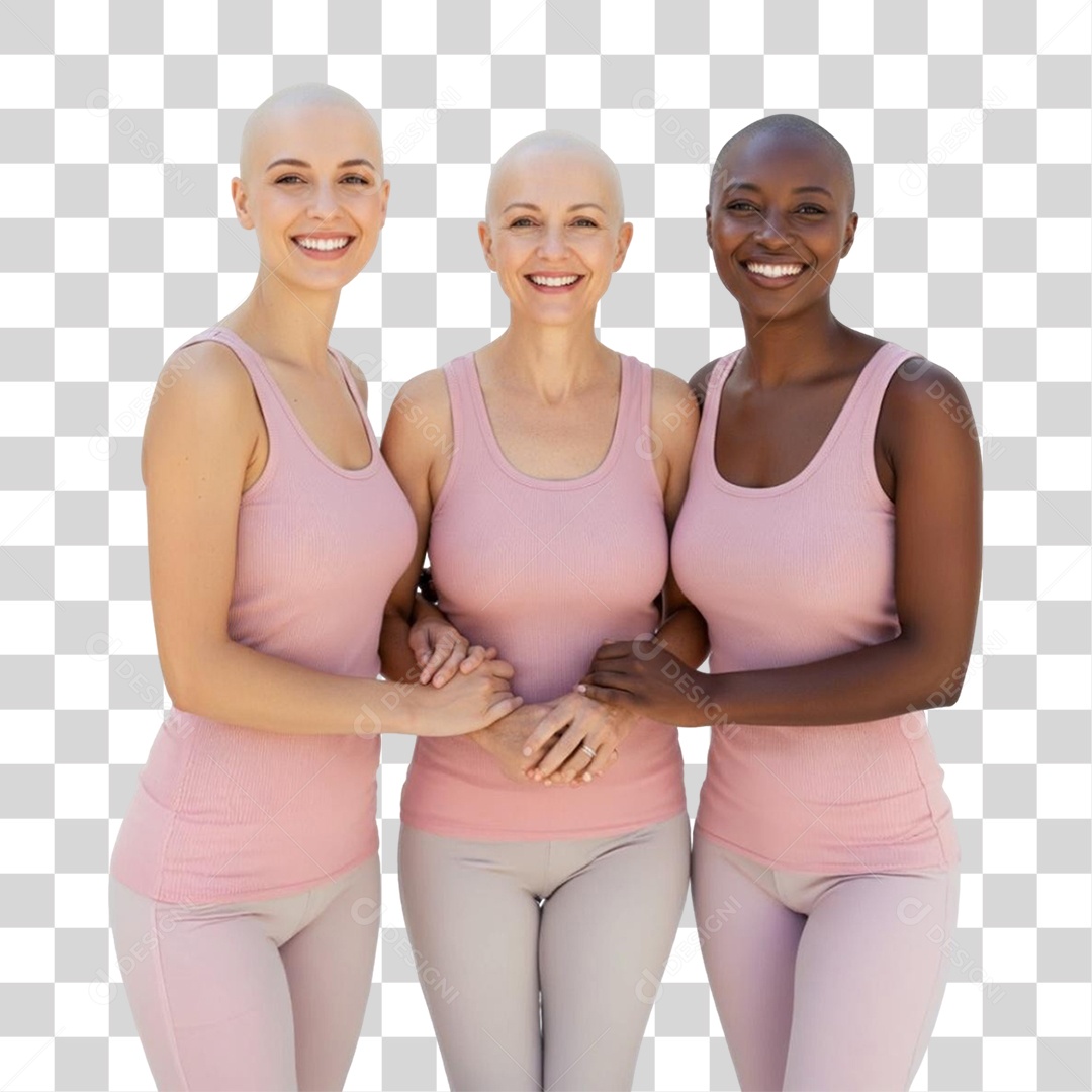 Mulheres de Rosa Outubro Rosa Mês de Conscientização Sobre o Câncer de Mama PNG Transparente