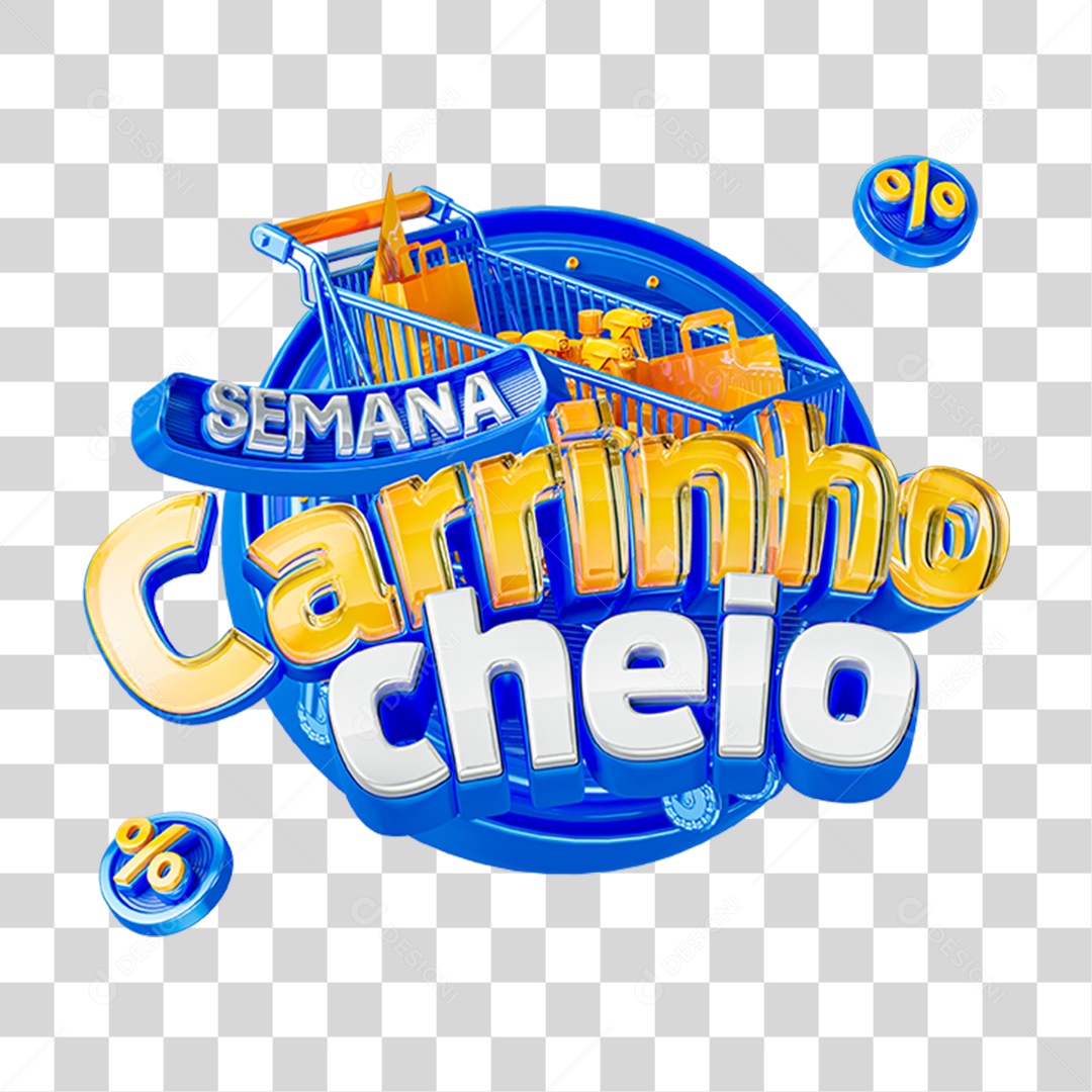 Logo Semana Carrinho Cheio Azul com Elementos Gráficos Modernos PNG Transparente