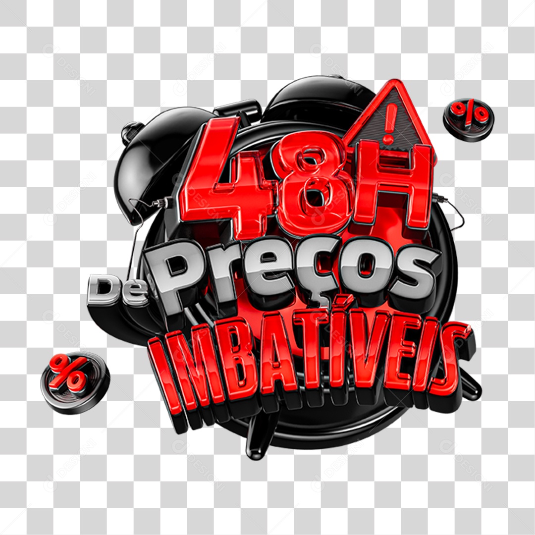 Arte 48h de Preços Imbatíveis Vermelho e Preto em Estilo 3D PNG Transparente