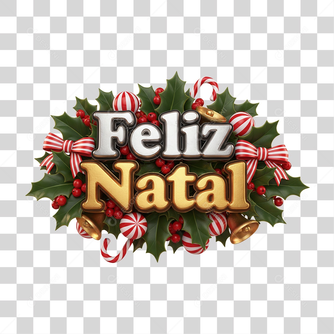 Selo 3D Feliz Natal PNG Transparente