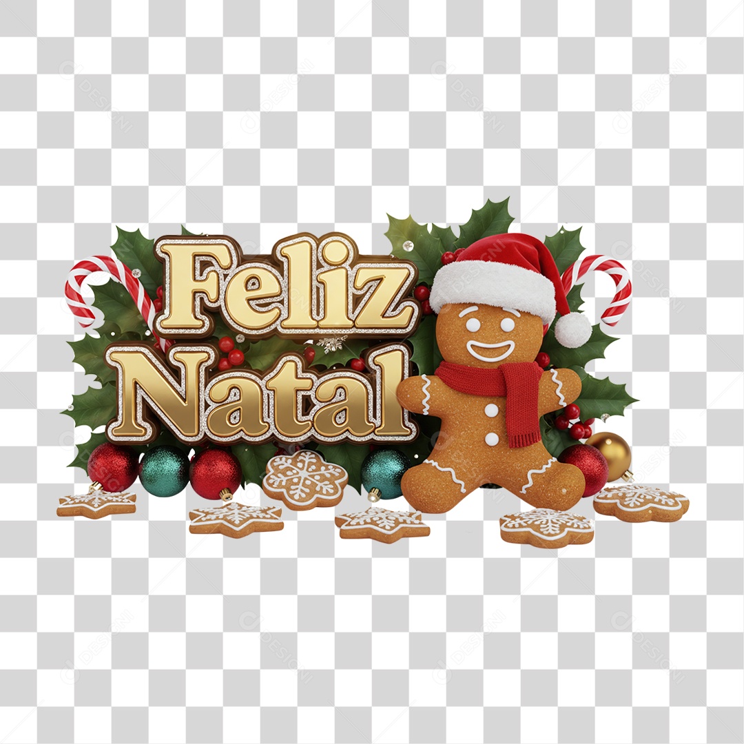 Selo 3D Feliz Natal PNG Transparente