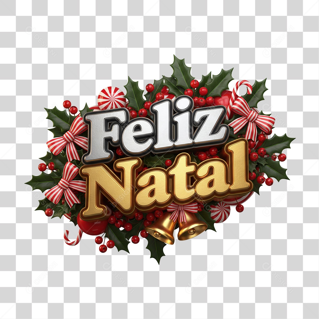 Selo 3D Feliz Natal PNG Transparente