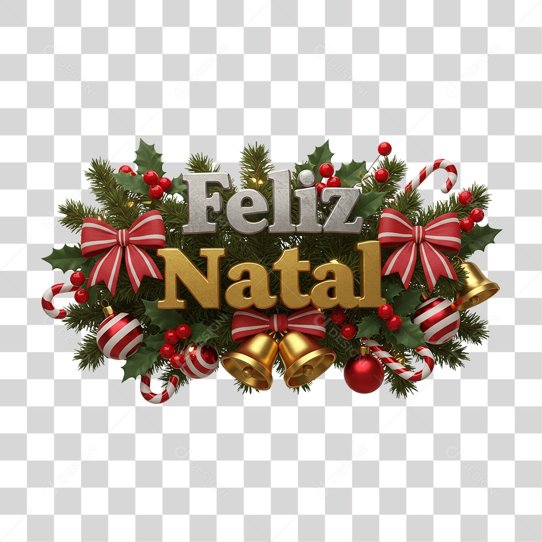 Selo 3D Feliz Natal PNG Transparente