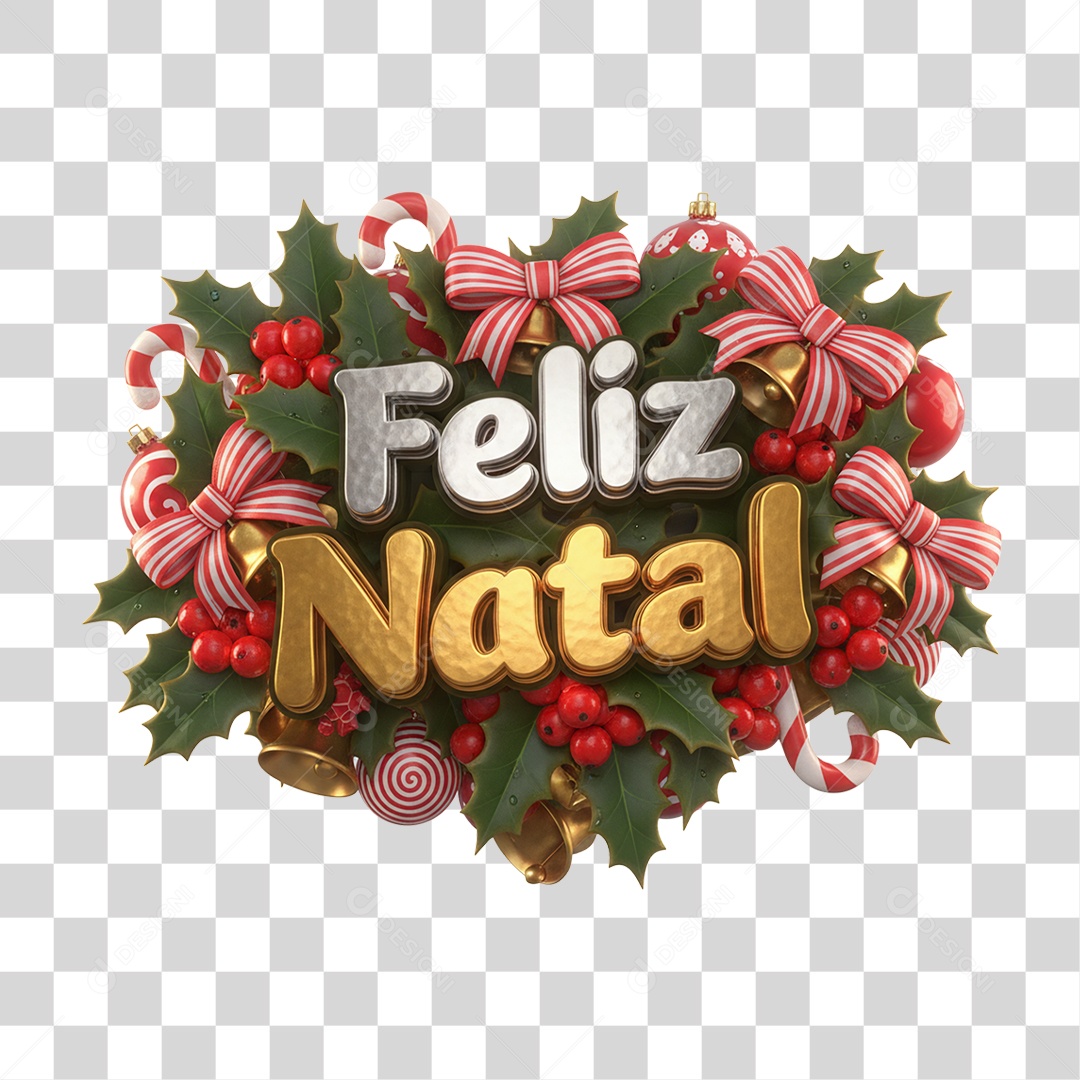 Selo 3D Feliz Natal PNG Transparente