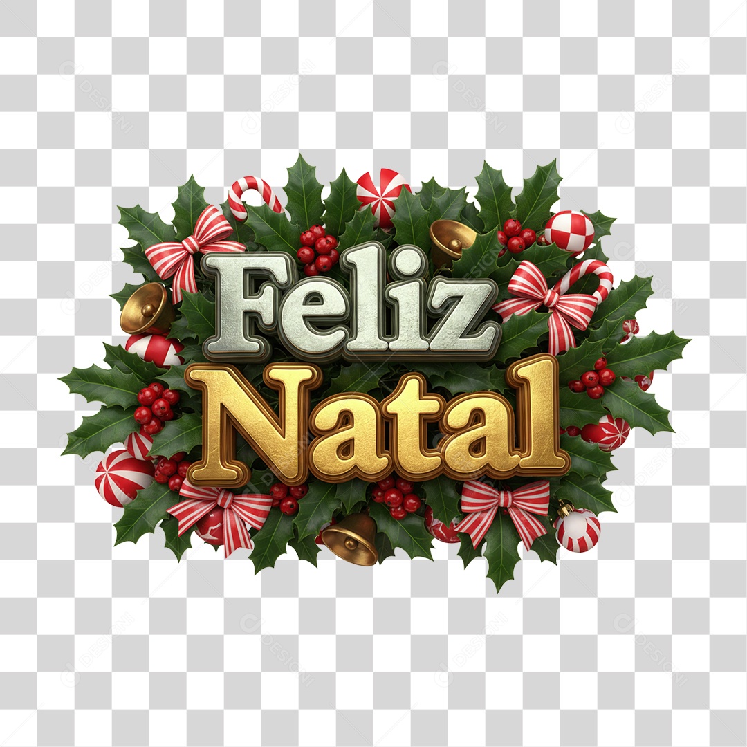 Selo 3D Feliz Natal PNG Transparente