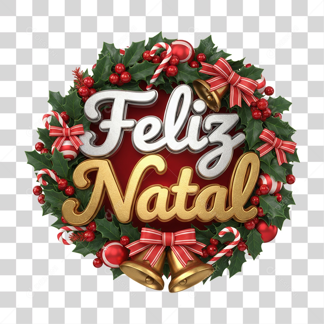 Selo 3D Feliz Natal PNG Transparente
