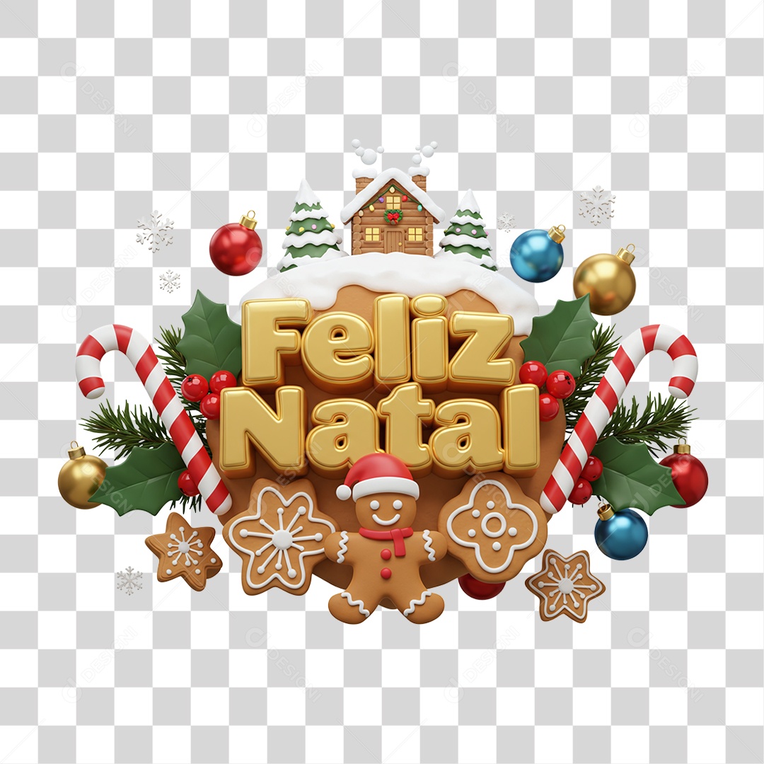 Selo 3D Feliz Natal PNG Transparente