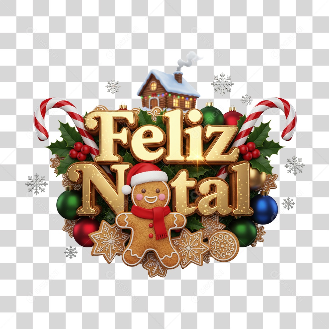 Selo 3D Feliz Natal PNG Transparente