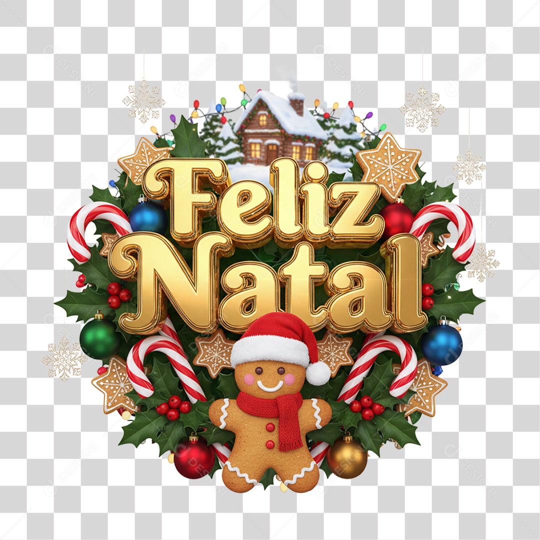 Selo 3D Feliz Natal PNG Transparente