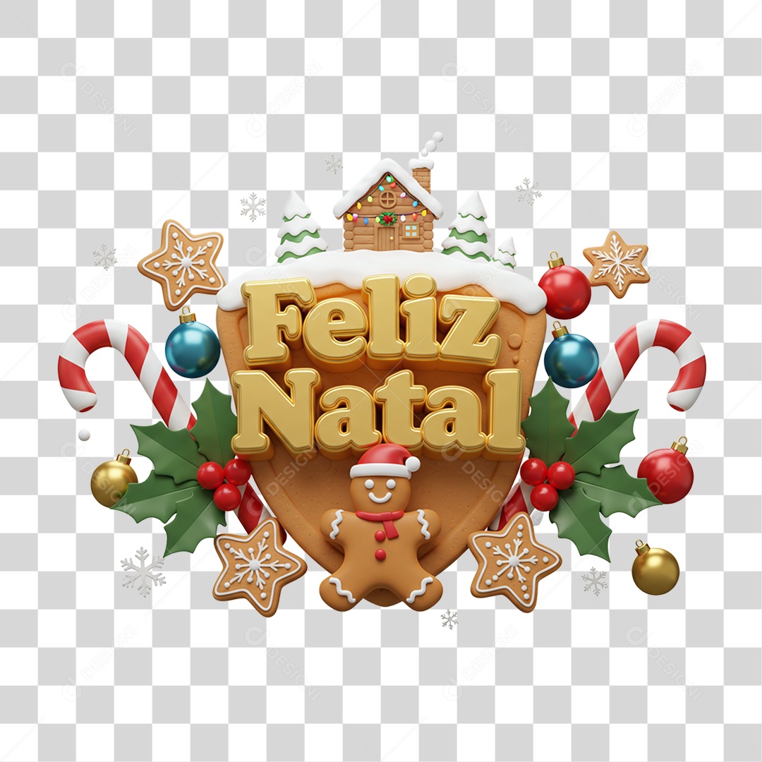 Selo 3D Feliz Natal PNG Transparente