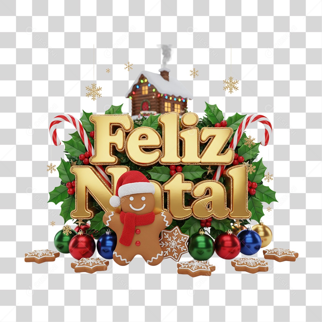 Selo 3D Feliz Natal PNG Transparente