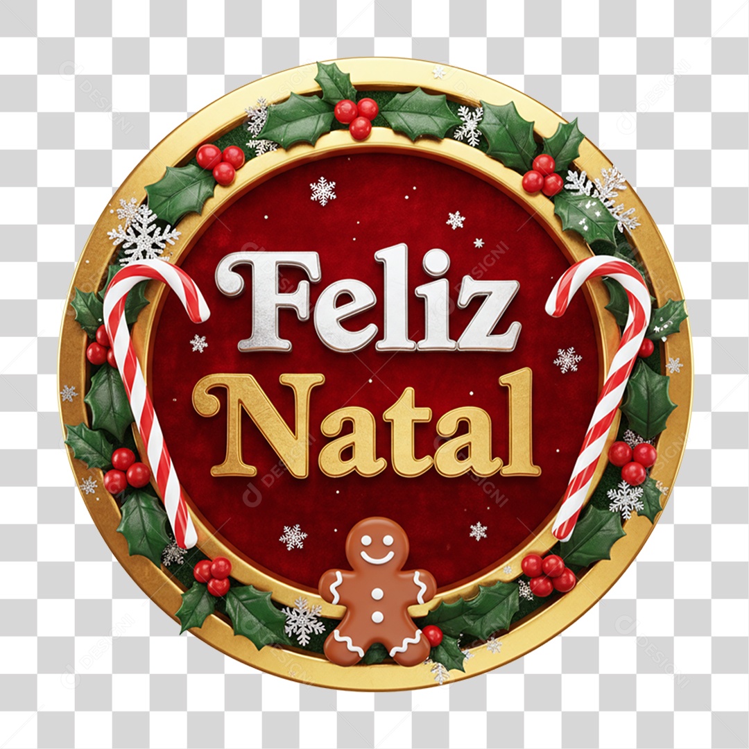 Selo 3D Feliz Natal PNG Transparente