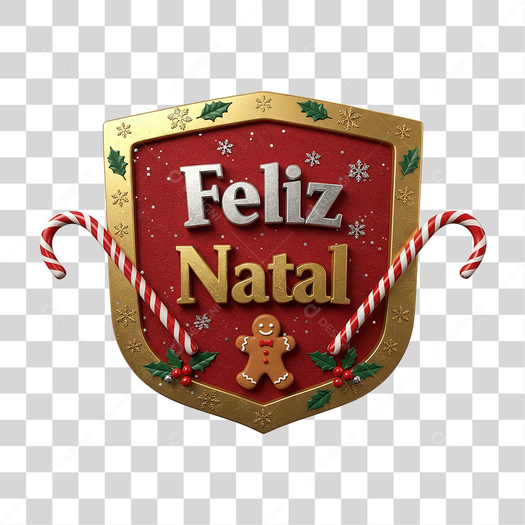 Selo 3D Feliz Natal PNG Transparente
