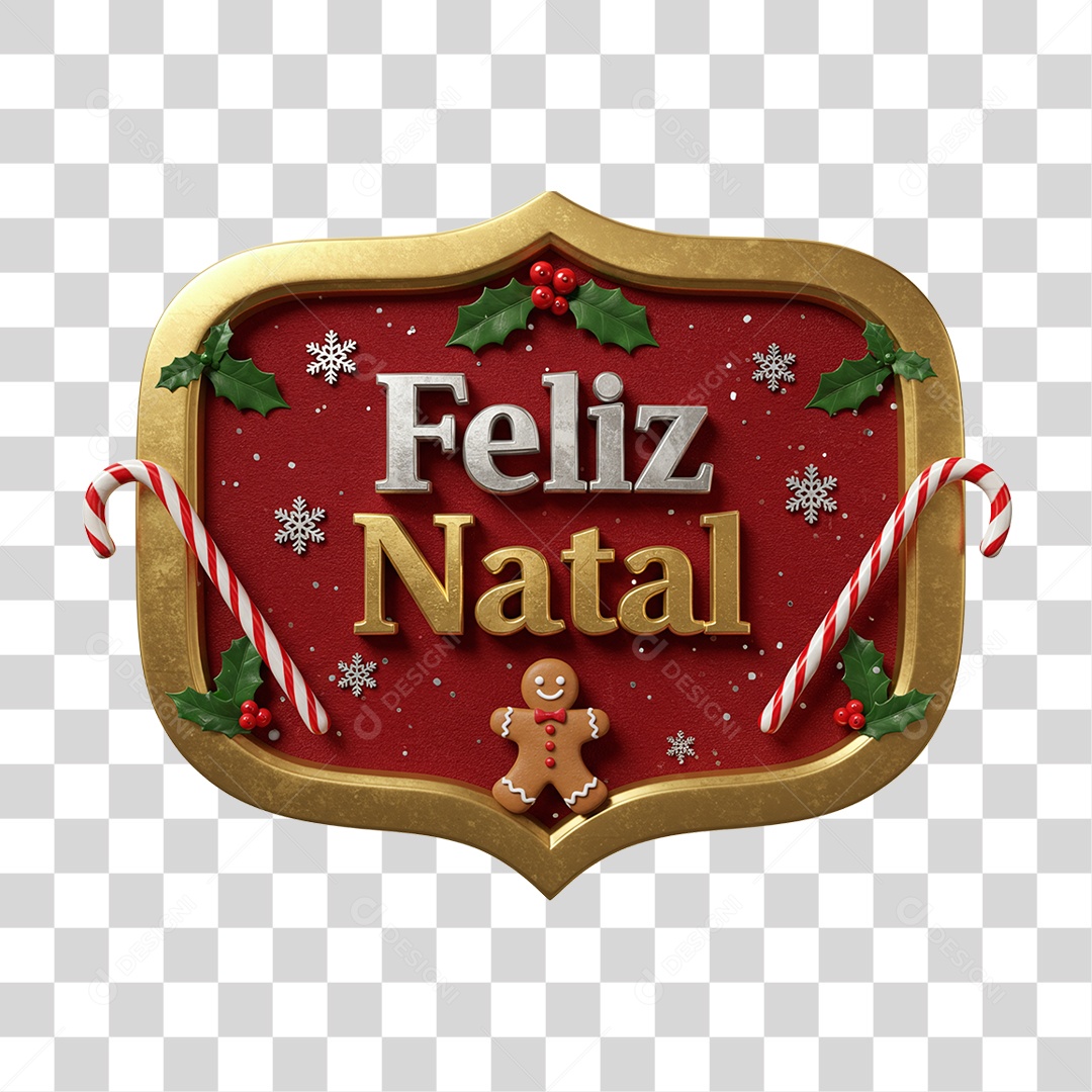 Selo 3D Feliz Natal PNG Transparente