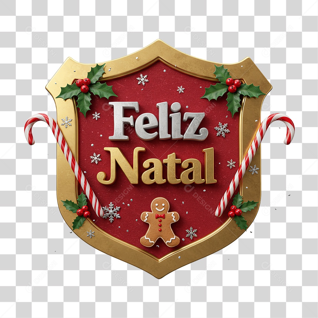 Selo 3D Feliz Natal PNG Transparente