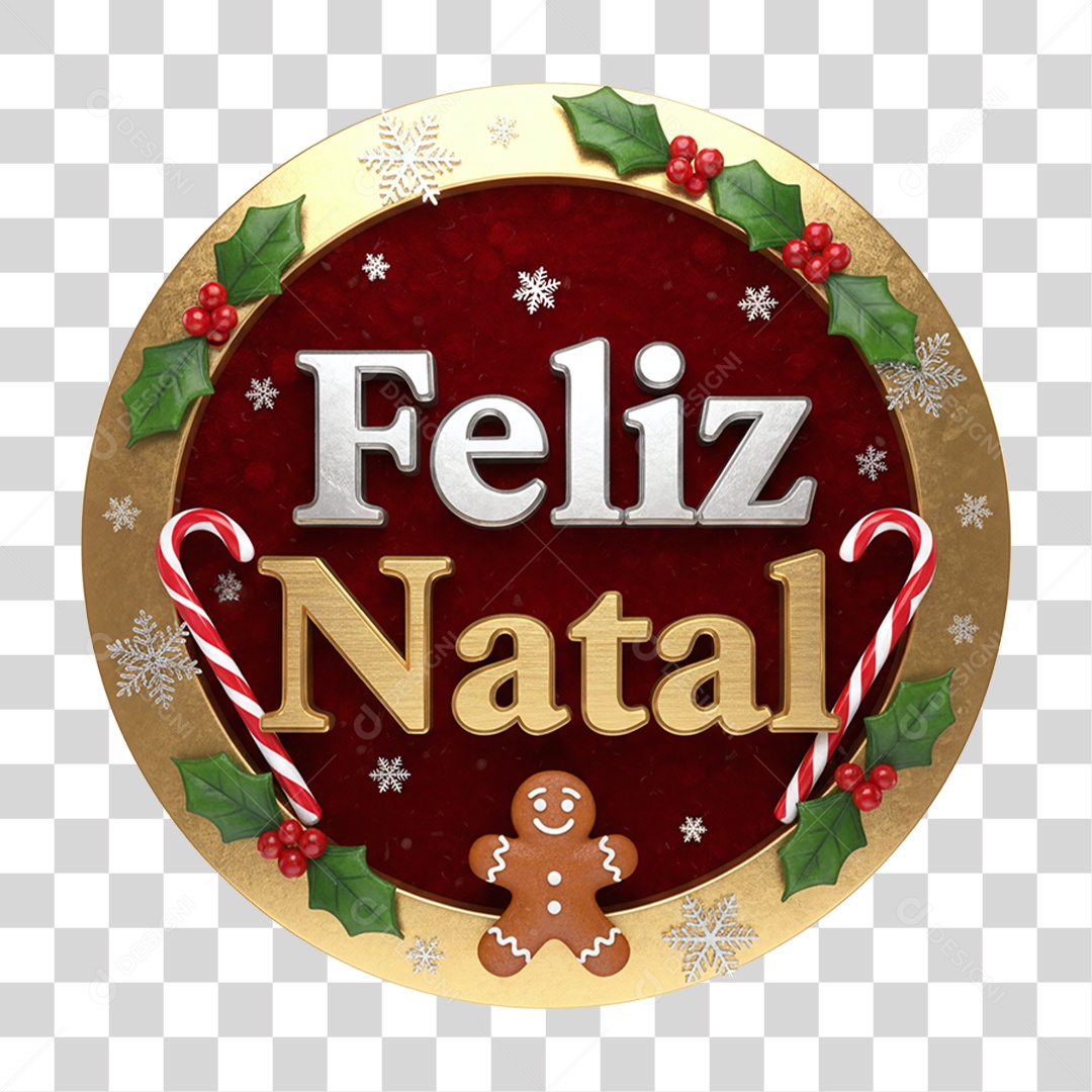 Selo 3D Feliz Natal PNG Transparente