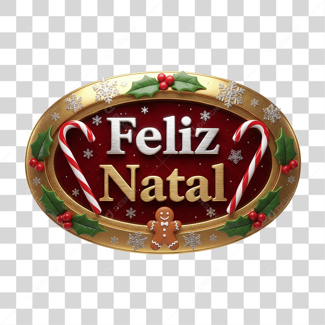Selo 3D Feliz Natal PNG Transparente