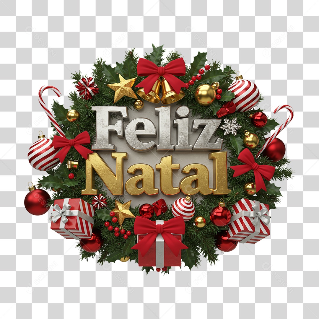Selo 3D Feliz Natal PNG Transparente