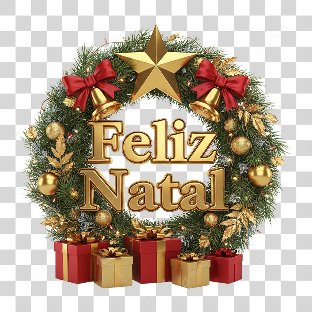 Selo 3D Feliz Natal PNG Transparente