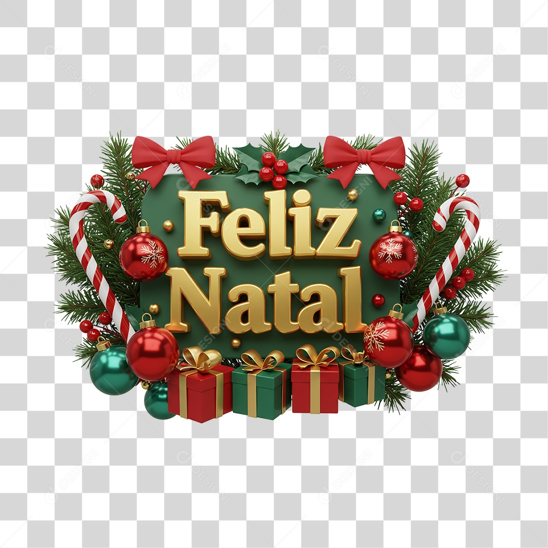 Selo 3D Feliz Natal PNG Transparente