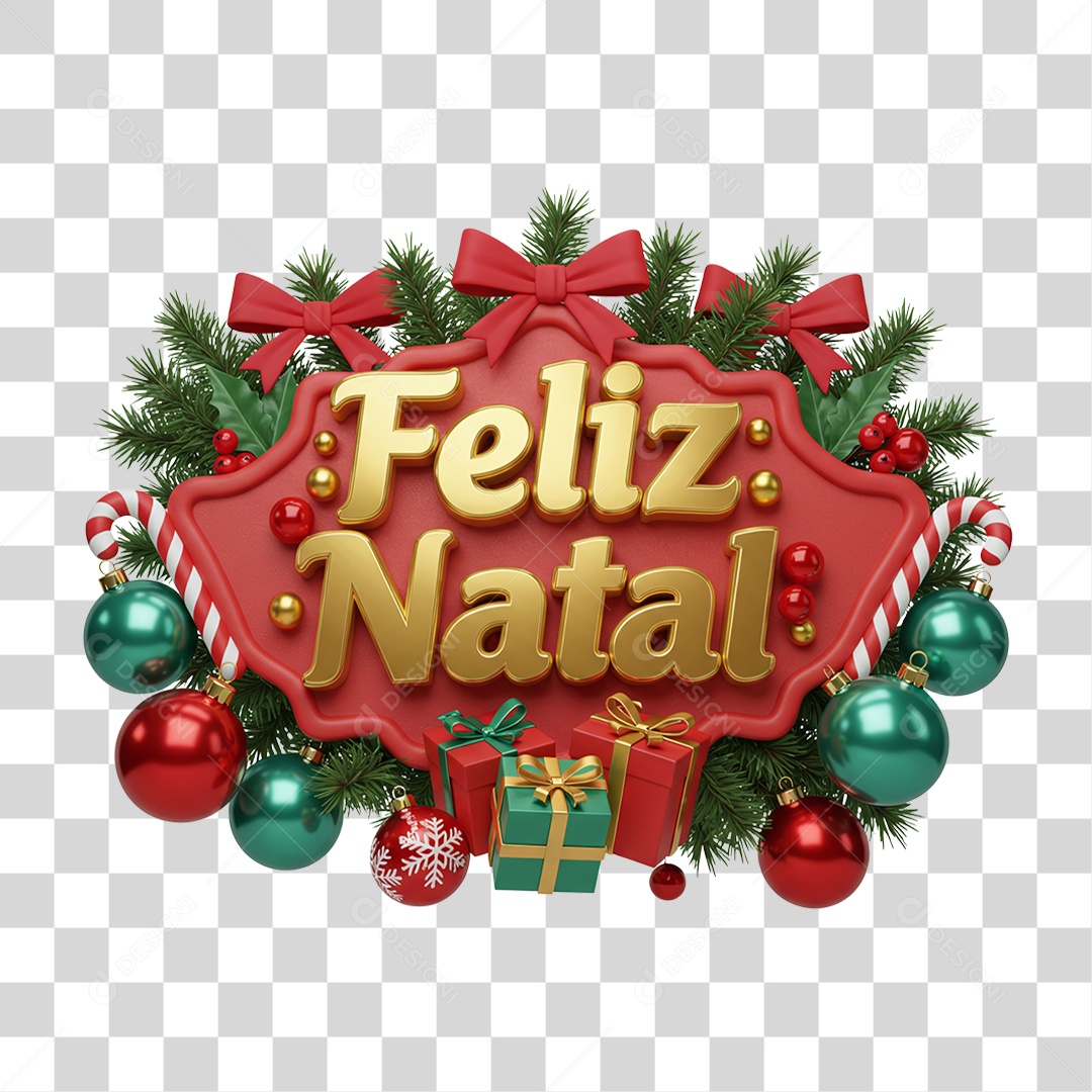 Selo 3D Feliz Natal PNG Transparente