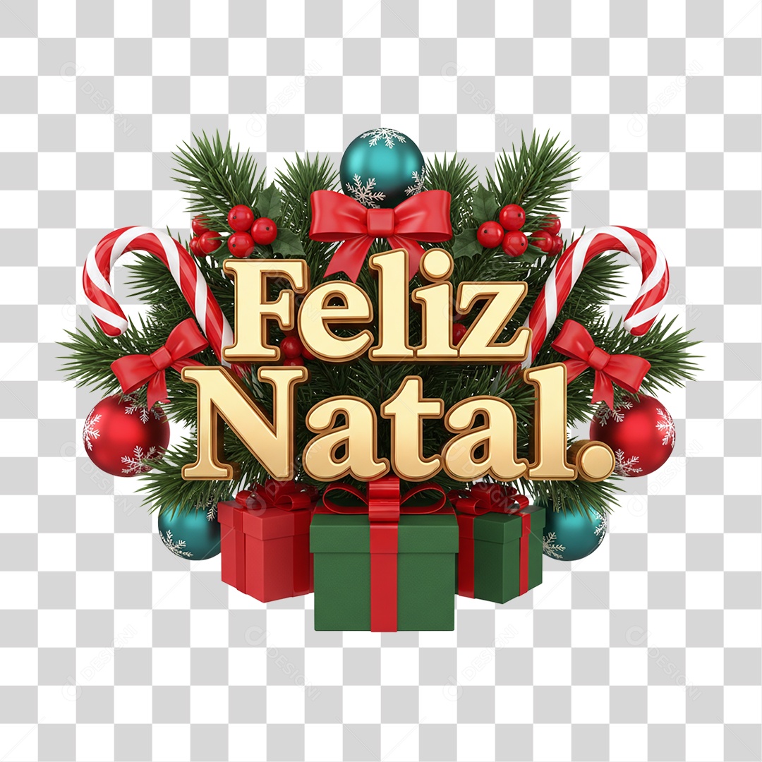 Selo 3D Feliz Natal PNG Transparente