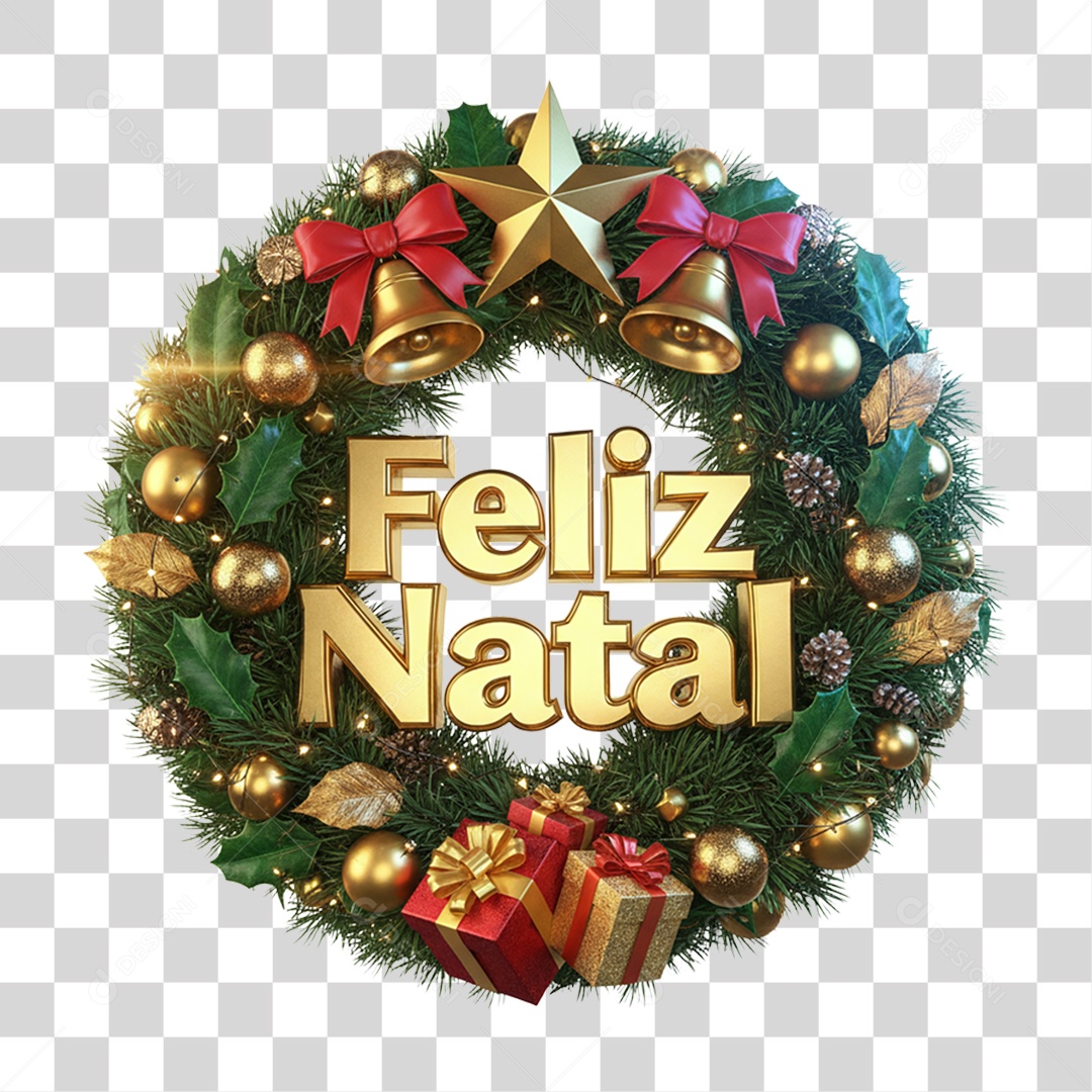 Selo 3D Feliz Natal PNG Transparente