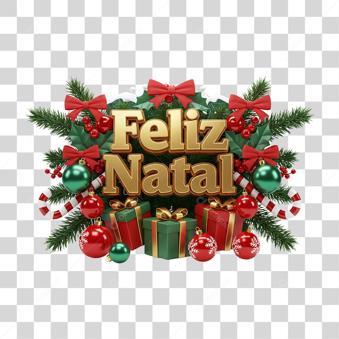 Selo 3D Feliz Natal PNG Transparente
