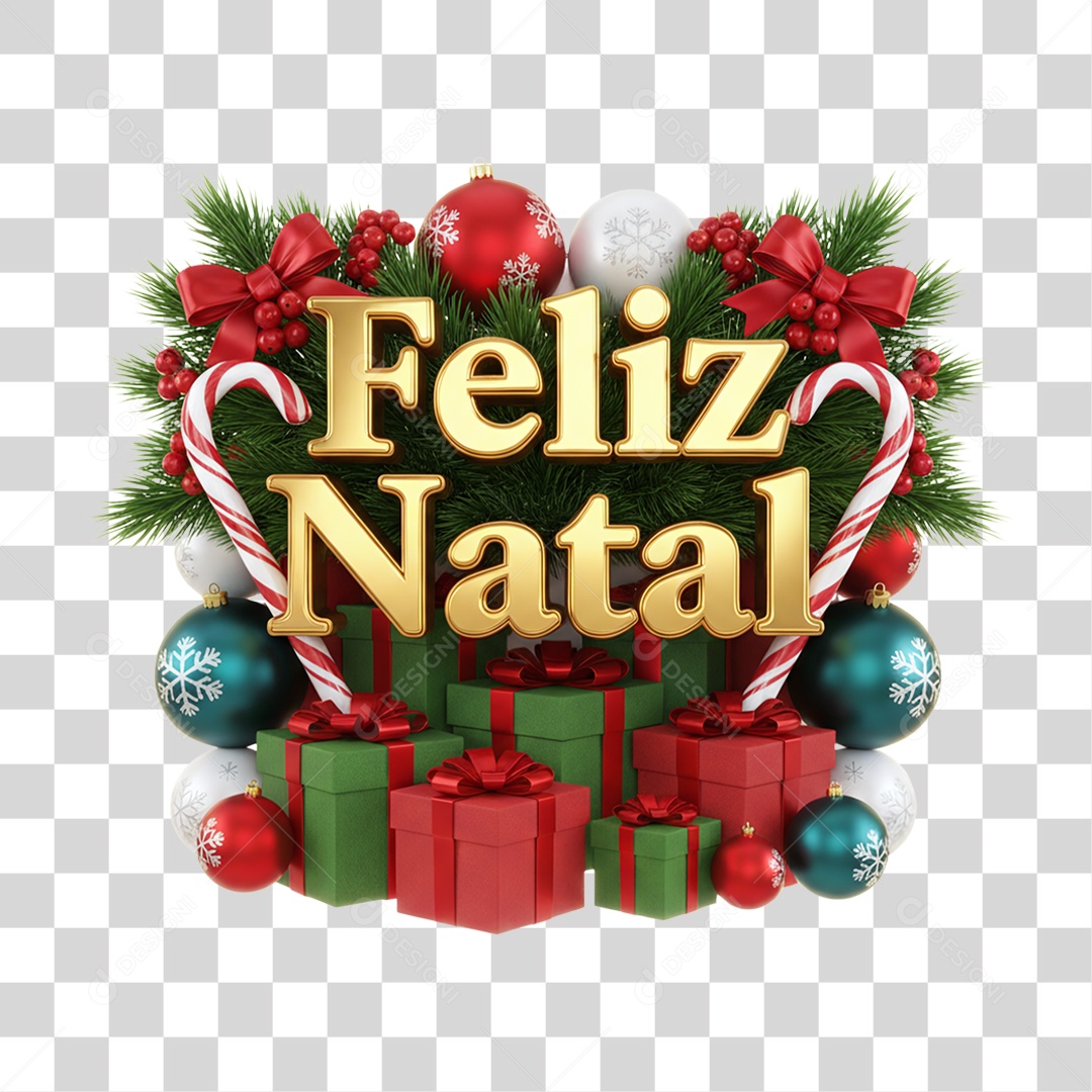 Selo 3D Feliz Natal PNG Transparente