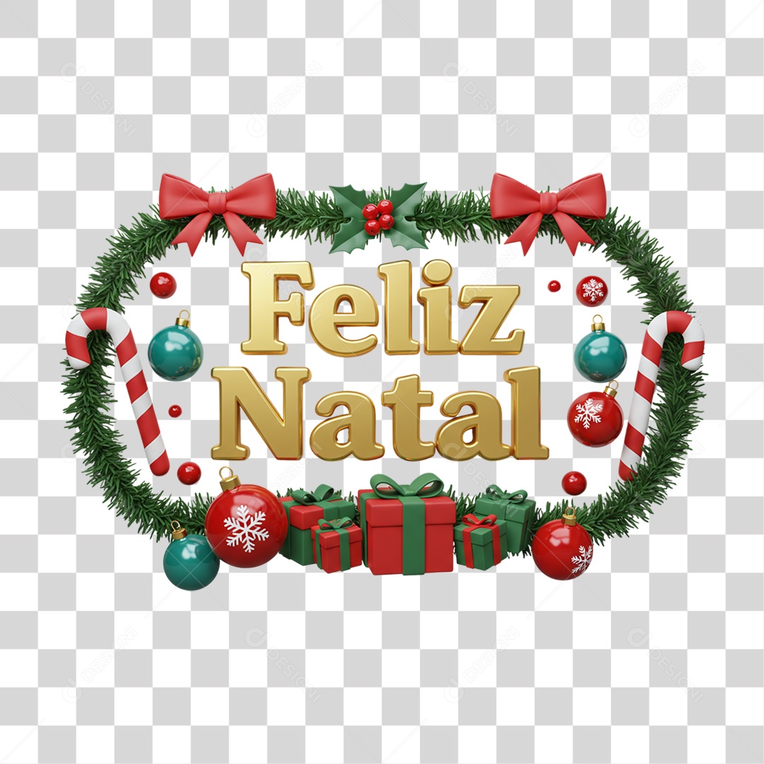 Selo 3D Feliz Natal PNG Transparente