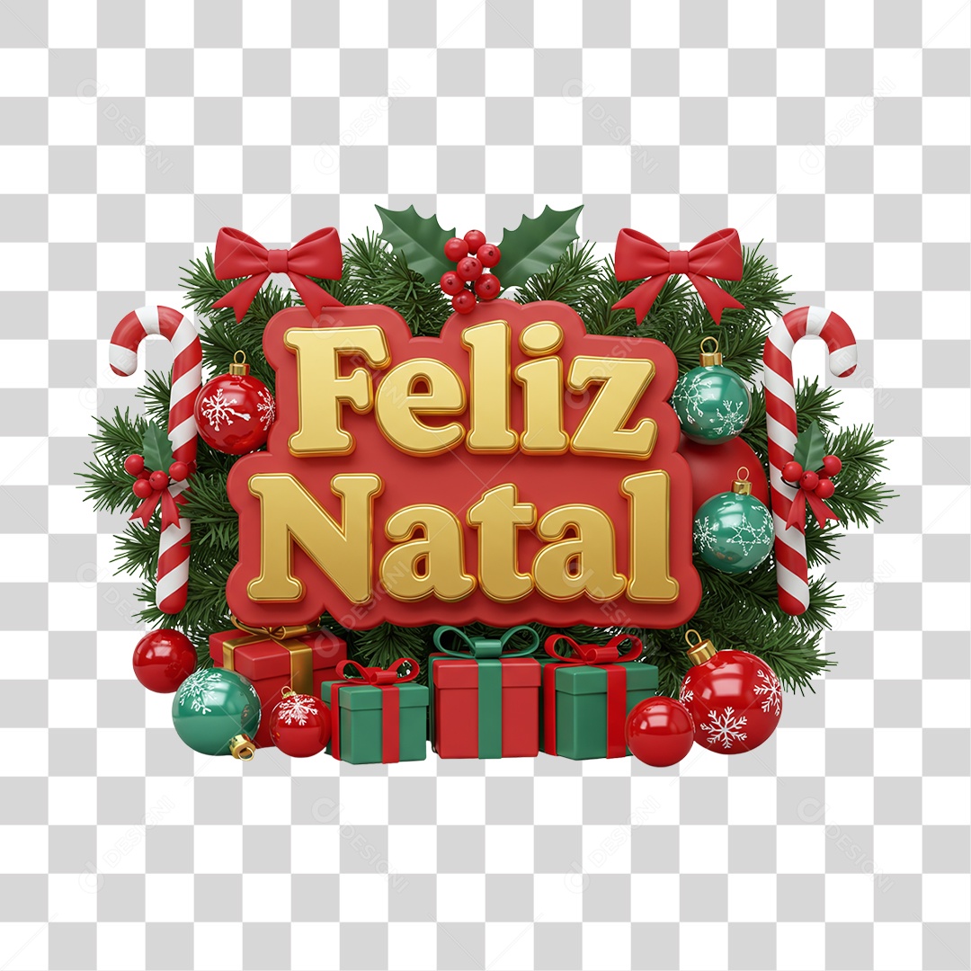 Selo 3D Feliz Natal PNG Transparente