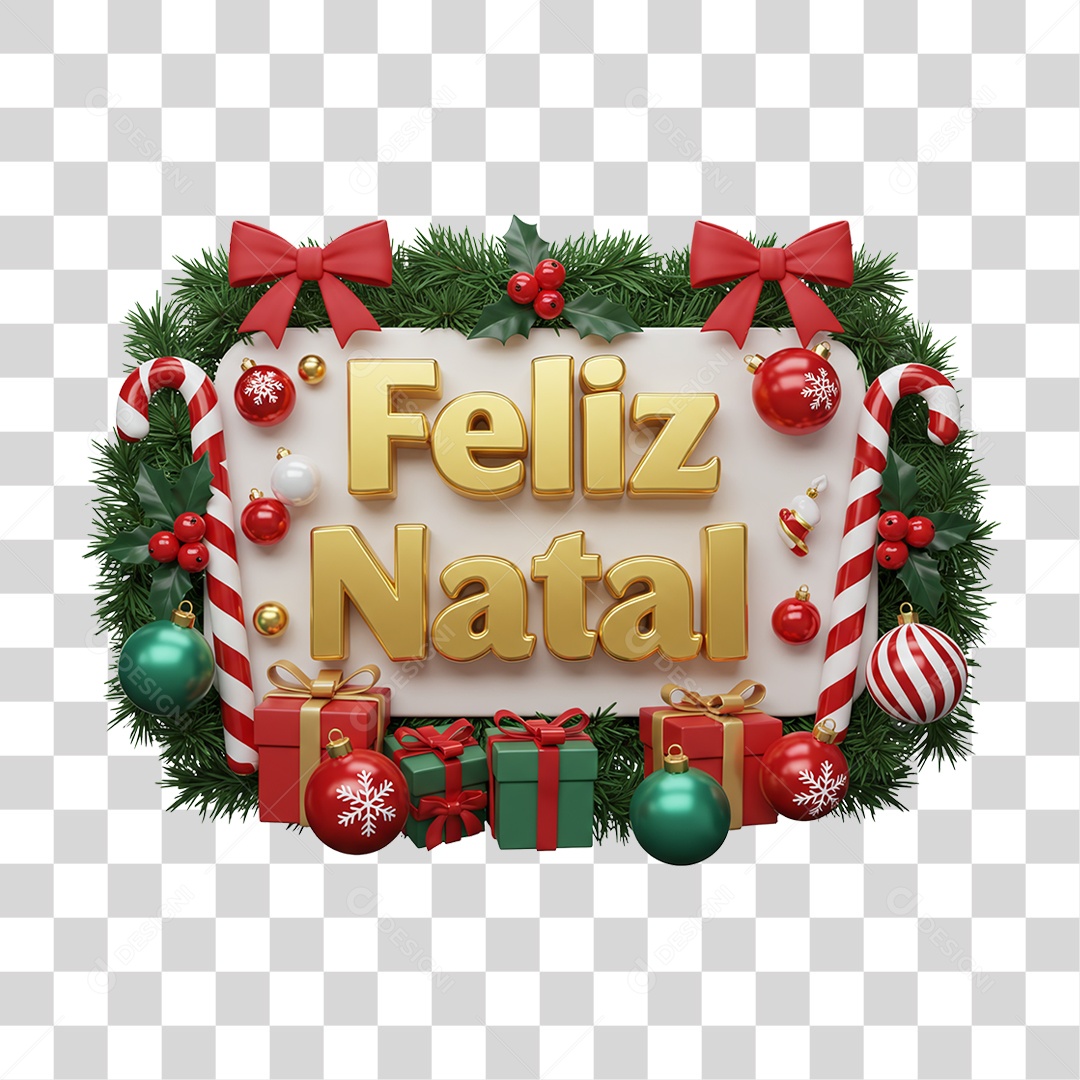 Selo 3D Feliz Natal PNG Transparente
