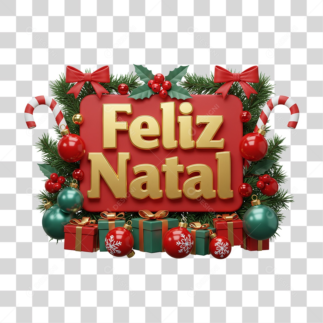 Selo 3D Feliz Natal PNG Transparente